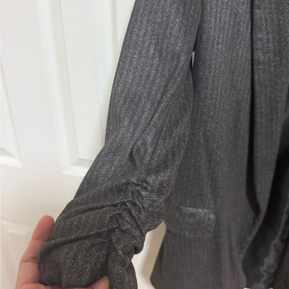 Zara Basic Herringbone Blazer In Gray - image 2